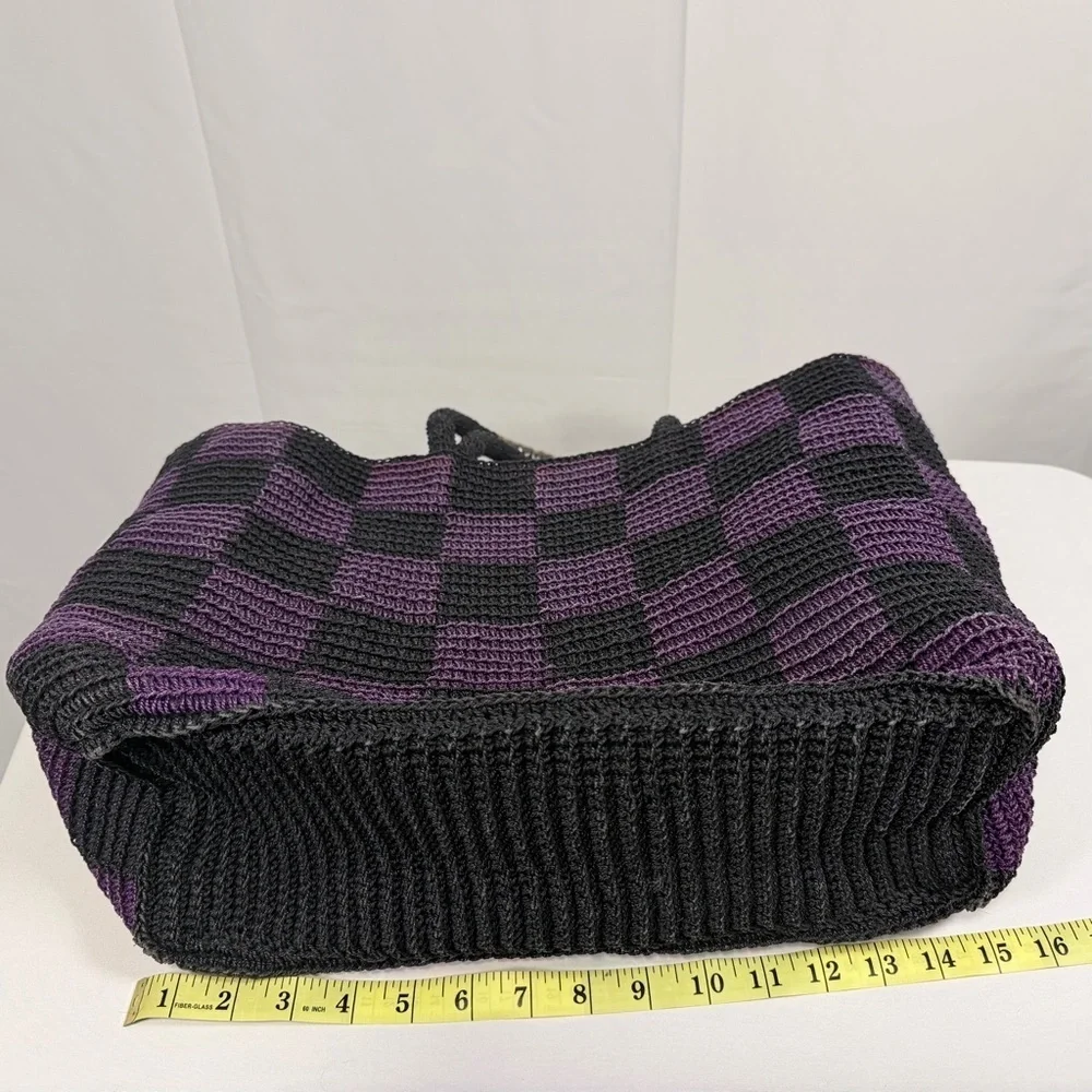 Purple and Black Woven Tote Bag